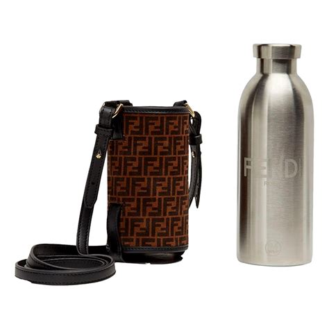 Fendi x 24 Bottles FF Print Suede Bottle Holder Crossbody 2 